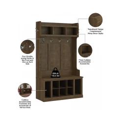 Storage Cabinets*Bush Furniture Woodland 40W Hall Tree and Shoe Storage Bench with Shelves, Ash Brown (WDL002ABR)
