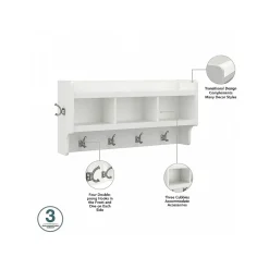 Storage Cabinets*Bush Furniture Woodland 40W Shoe Storage Bench with Doors and Wall Mounted Coat Rack, White Ash (WDL003WAS)