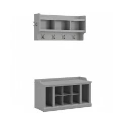 Storage Cabinets*Bush Furniture Woodland 40W Shoe Storage Bench with Shelves and Wall Mounted Coat Rack, Cape Cod Gray (WDL004CG)