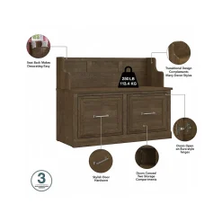 Storage Cabinets*Bush Furniture Woodland 40W Entryway Bench with Doors, Ash Brown (WDL005ABR)