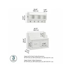 Storage Cabinets*Bush Furniture Woodland 40W Entryway Bench with Doors and Wall Mounted Coat Rack, White Ash (WDL009WAS)