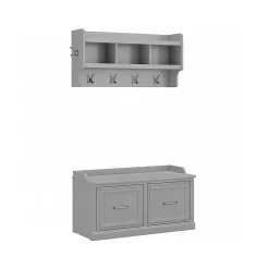 Storage Cabinets*Bush Furniture Woodland 40W Shoe Storage Bench with Doors and Wall Mounted Coat Rack, Cape Cod Gray (WDL003CG)