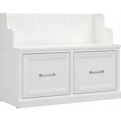 Storage Cabinets*Bush Furniture Woodland 40W Entryway Bench with Doors, White Ash (WDL005WAS)