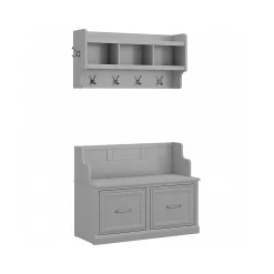 Storage Cabinets*Bush Furniture Woodland 40W Entryway Bench with Doors and Wall Mounted Coat Rack, Cape Cod Gray (WDL009CG)