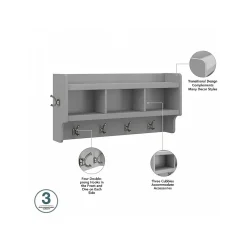 Storage Cabinets*Bush Furniture Woodland 40W Entryway Bench with Doors and Wall Mounted Coat Rack, Cape Cod Gray (WDL009CG)