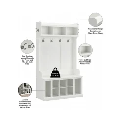 Storage Cabinets*Bush Furniture Woodland 40W Hall Tree and Shoe Storage Bench with Shelves, White Ash (WDL002WAS)