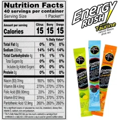 4C Energy Rush Sugar Free Drink Mix with Taurine Variety Pack 40CT (220-02037)