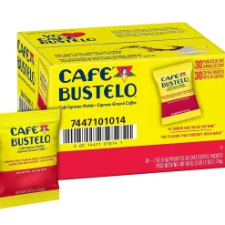 Cafe Bustelo Ground Coffee Fraction Packs, Espresso Roast, 2 oz., 30/Carton (01014)