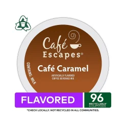 Cafe Escapes Cafe Caramel Coffee, Keurig K-Cup Pod, 96/Carton (GMT6813CT)