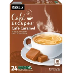 Cafe Escapes Caramel Coffee Keurig® K-Cup® Pods, Light Roast, 24/Box (GMT6813)
