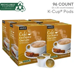Cafe Escapes Chai Latte Coffee Keurig® K-Cup® Pods, Light Roast, 96/Carton (5000330074CT)