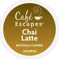Cafe Escapes Chai Latte Coffee, Keurig® K-Cup® Pods, Light Roast, 24/Box (6805)