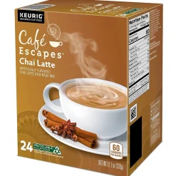 Cafe Escapes Chai Latte Coffee, Keurig® K-Cup® Pods, Light Roast, 24/Box (6805)