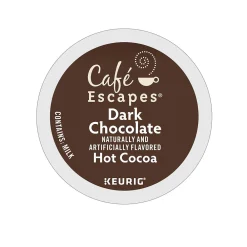 Cafe Escapes Dark Chocolate Hot Cocoa, Keurig K-Cup Pod, 96/Carton (6802CT)