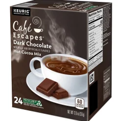 Cafe Escapes Dark Chocolate Hot Cocoa Mix, Keurig® K-Cup® Pods, 24/Box (6802)