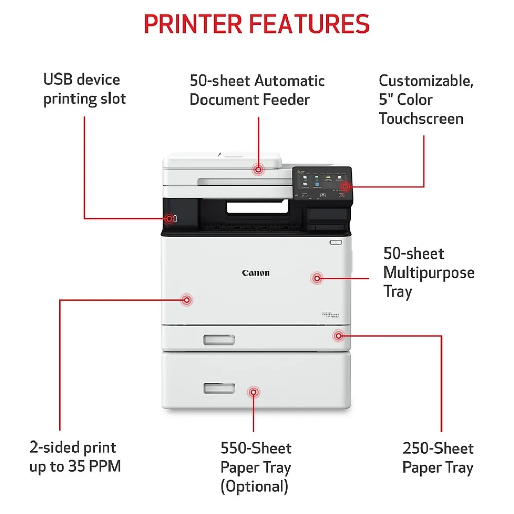 Canon imageCLASS MF751Cdw Wireless Color Laser Printer, All-In-One, Print, Scan, Copy (MF751CDW)