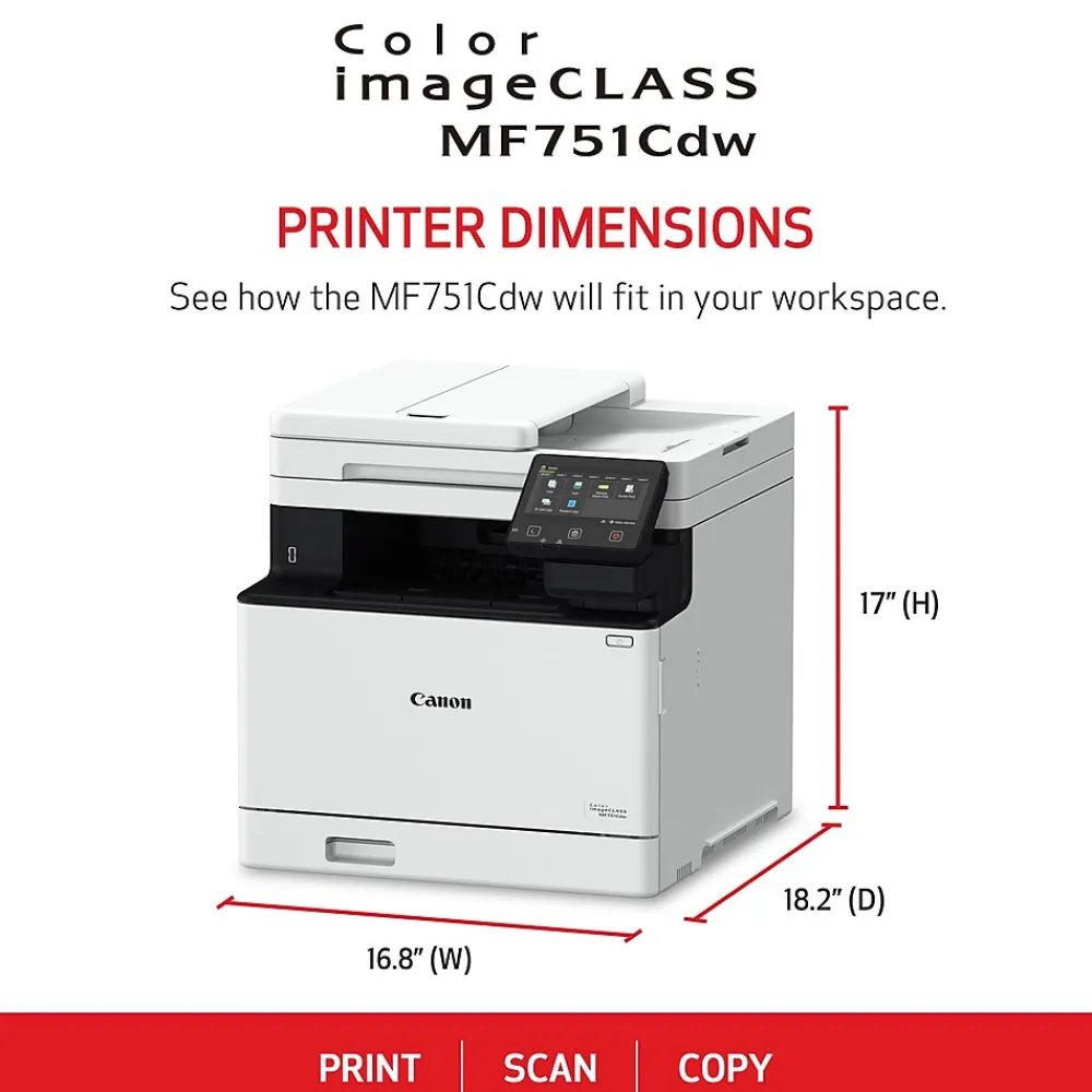 Canon imageCLASS MF751Cdw Wireless Color Laser Printer, All-In-One, Print, Scan, Copy (MF751CDW)