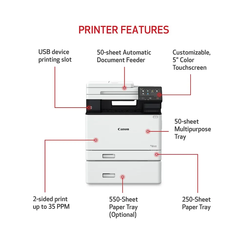 Canon imageCLASS MF751Cdw Wireless Color Laser Printer, All-In-One, Print, Scan, Copy (MF751CDW)