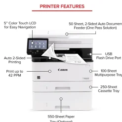 Canon ImageCLASS MF465dw Wireless Black & White Laser Printer, All-In-One, Print, Scan, Copy, Fax (5951C005)