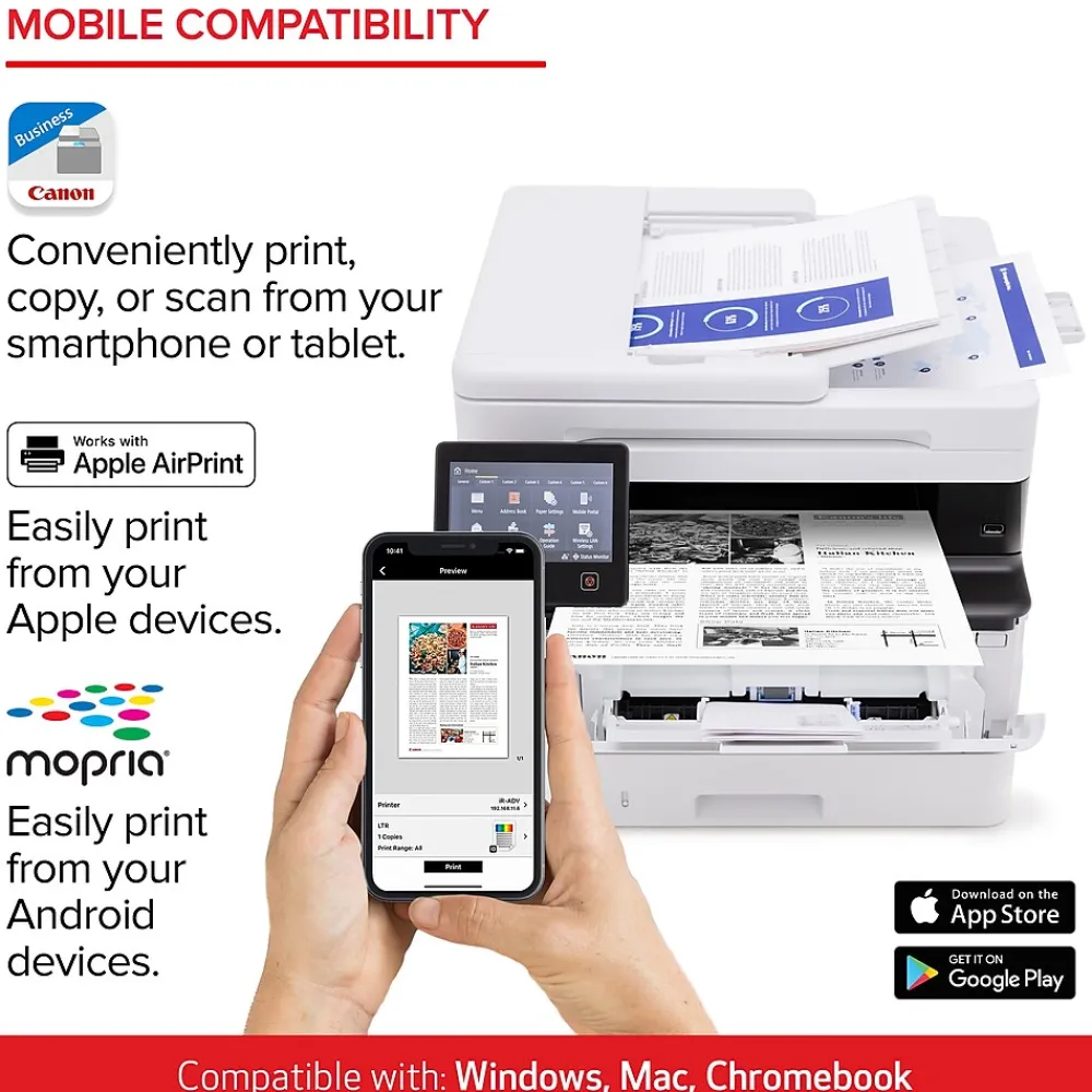 Canon ImageCLASS MF465dw Wireless Black & White Laser Printer, All-In-One, Print, Scan, Copy, Fax (5951C005)