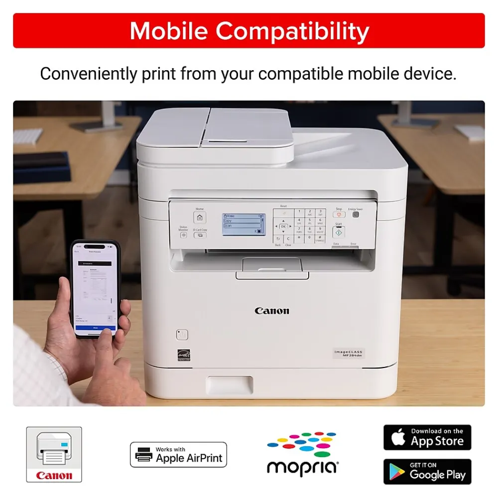Canon imageCLASS MF284dw Wireless Black & White Laser Printer, All-In-One, Print, Scan, Copy (6354C019)