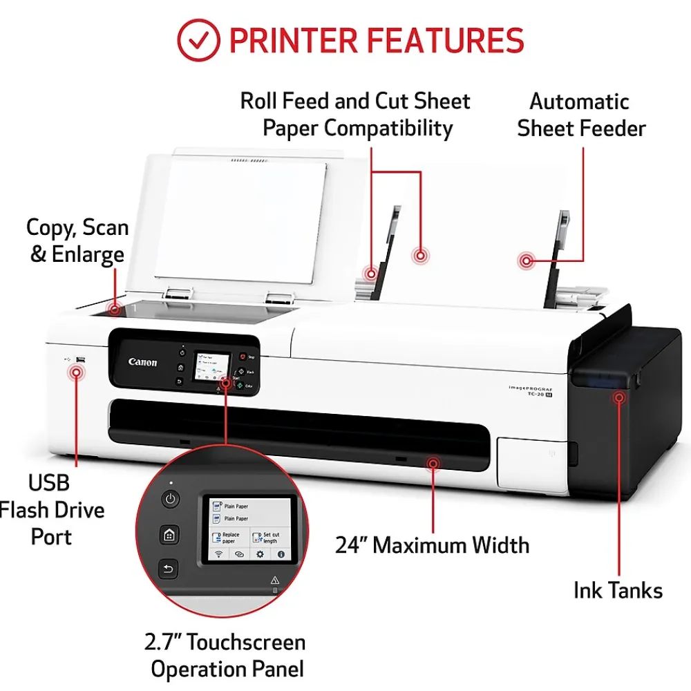 Canon imagePROGRAF TC-20M Wireless Wide Format Color All-In-One Inkjet Printer (5816C002)