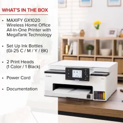 Canon MAXIFY GX1020 Wireless Color Inkjet Printer, All-In-One Supertank, Print, Scan, Copy (GX1020)