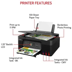 Canon PIXMA MegaTank G3270 BK Wireless Color Inkjet Printer, All-In-One Supertank, Print, Scan, Copy (G3270 BK)