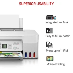 Canon PIXMA MegaTank G3270 WH Wireless Color Inkjet Printer, All-In-One Supertank, Print, Scan, Copy (G3270 WH)