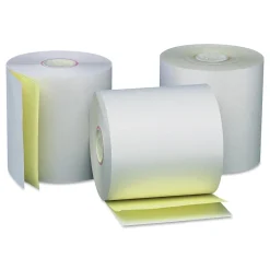 Pos Paper*Universal Carbonless Paper Rolls, White/canary, 3" x 90 Ft, 50/Ct