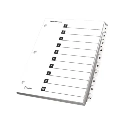 Dividers|Cardinal OneStep Index System Numeric Paper Dividers, 10-Tab, White (CRD61013)