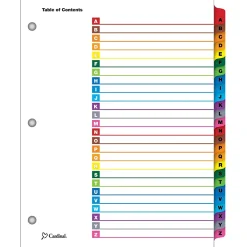 Dividers|Cardinal OneStep Printable Table of Contents and Dividers, A-Z - 26-Tab, Multicolor, 1/St