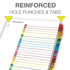 Dividers|Cardinal OneStep Printable Table of Contents and Dividers, A-Z - 26-Tab, Multicolor, 1/St