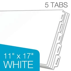 Dividers|Cardinal Write & Erase Paper Dividers, 5-Tab, White (CRD84270CB)