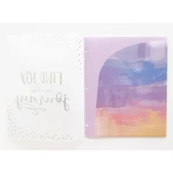 Pocket Folders|Carolina Pad Silver Lining Glossy 3-Hole Punched 6-Pocket Folder, Multicolor (93002)