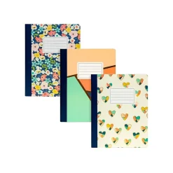 Composition Notebooks|Carpe Diem Floral Love Composition Notebooks, 7.5" x 9.75", College-Ruled, 70 Sheet, Assorted Colors, 3/Pack(9096-CD)