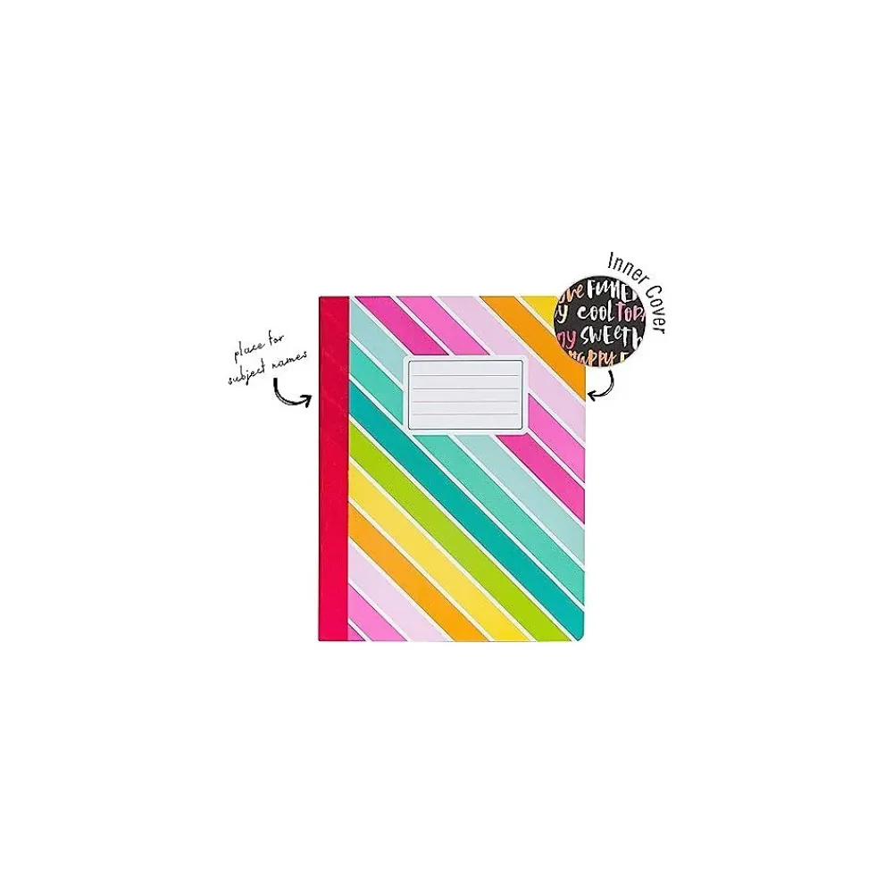Composition Notebooks|Carpe Diem Rainbow Color Wash Composition Notebooks, 7.5" x 9.45", College Ruled, 70 Sheets, Assorted Colors, 3/Pack (9095-CD)