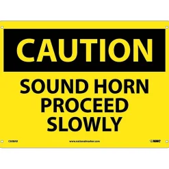 National Marker Caution Signs; Sound Horn Proceed Slowly, 10X14, .040 Aluminum