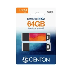 Outlet Centon DataStick Pro 2 64GB USB 3.2 Type-A Flash Drives, Watercolor Blue/Watercolor Orange, 2/Pack (C1-U3T0AY-64G-2)