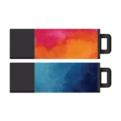 Outlet Centon DataStick Pro 2 64GB USB 3.2 Type-A Flash Drives, Watercolor Blue/Watercolor Orange, 2/Pack (C1-U3T0AY-64G-2)