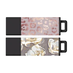 Outlet Centon Datastick Pro2 32GB USB 2.0 Type A Flash Drive, Rose Gold Leopard/Gold Anemone Flowers, 2/Pack (S1-U2T060-32G-2)