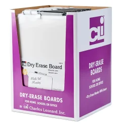 Dry Erase*CLN Charles Leonard Dry Erase Board with Frame, includes Marker with Eraser, White (CHL35210ST)