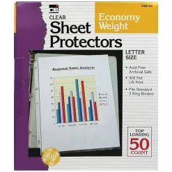 Sheet Protectors|CLN Charles Leonard Sheet Protector, Lightweight, 8-1/2" x 11", Clear, 50/Box, 4 Boxes/Bundle (CHL48145)