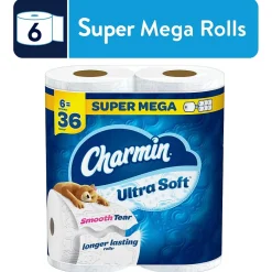Ultra Soft Super Mega Toilet Paper, 2-Ply, White, 336 Sheets/Roll, 6 Rolls/Pack (08467)<Charmin Sale