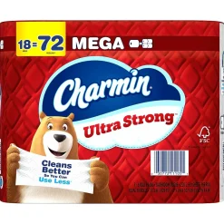 Ultra Strong Mega Toilet Paper, 2-ply, White, 220 Sheets/Roll, 18 Rolls/Case (01560/52084)<Charmin Clearance