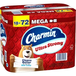 Ultra Strong Mega Toilet Paper, 2-ply, White, 220 Sheets/Roll, 18 Rolls/Case (01560/52084)<Charmin Clearance
