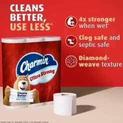 Ultra Strong Mega Toilet Paper, 2-ply, White, 220 Sheets/Roll, 18 Rolls/Case (01560/52084)<Charmin Clearance