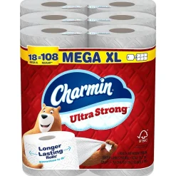 Ultra Strong Mega XL Toilet Paper, 2-Ply, White, 330 Sheets/Roll, 18 Rolls/Pack (04308)<Charmin New