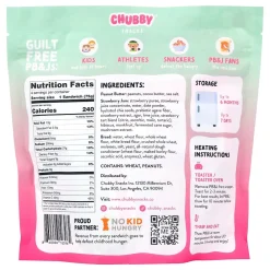 Chubby Snacks Peanut Butter & Strawberry Jam Sandwich, 10.6 oz, 12/Pack (600-04135)