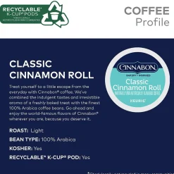 Cinnabon Classic Cinnamon Roll Coffee Keurig® K-Cup® Pods, Light Roast, 24/Box (6305)